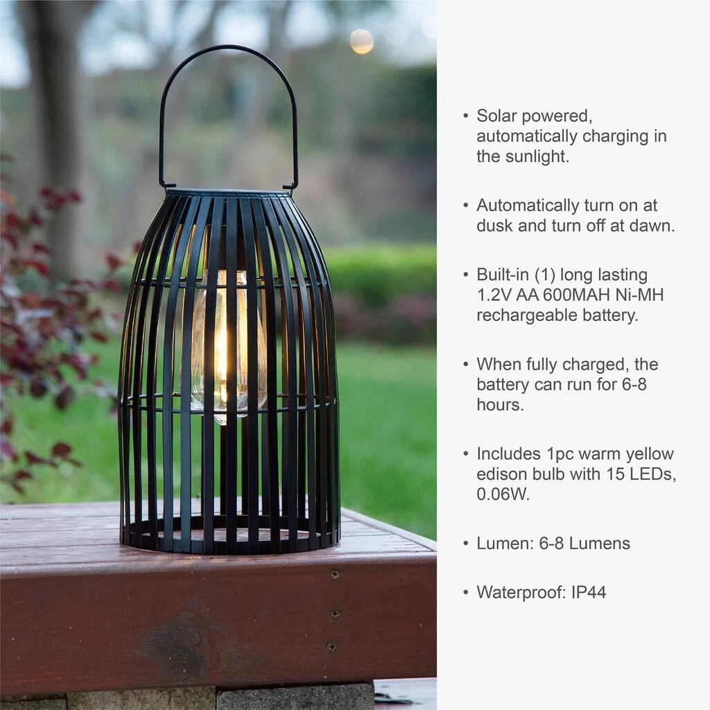 Budget ๐ Glitzhome® 10" Woven Solar Powered Outdoor Hanging Lantern ๐ 7 Budget ๐ Glitzhome® 10" Woven Solar Powered Outdoor Hanging Lantern ๐ - Image 5