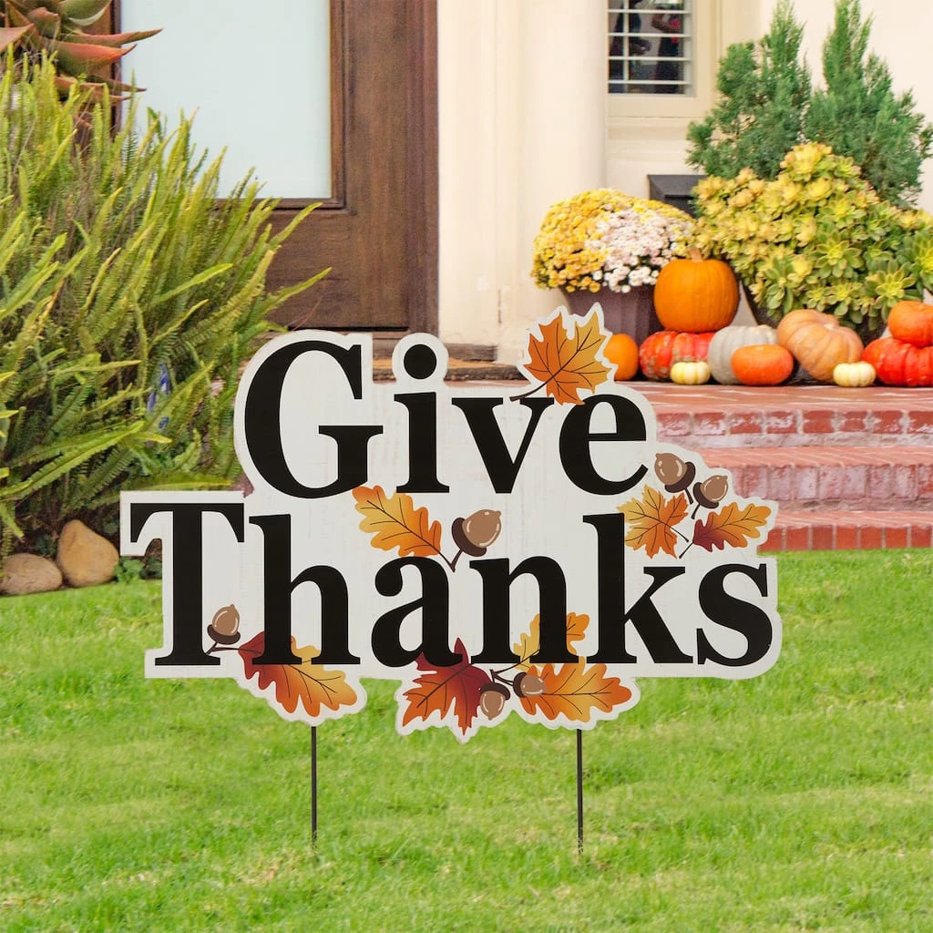 Outlet β¨ Glitzhome® 24" Give Thanks Yard Stake or Hanging Wall Décor π 4 Outlet β¨ Glitzhome® 24" Give Thanks Yard Stake or Hanging Wall Décor π - Image 2