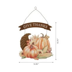 Best deal 💯 Glitzhome® 16" 👪 Thanksgiving Cornucopia Wall Décor 🔔 -Glitzhome Sales D403307S 3