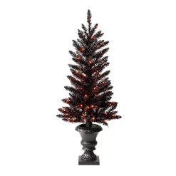 Outlet β¨ 4ft. Pre-Lit Black Artificial π¦ Halloween Tree, LED Orange Lights by Glitzhome π