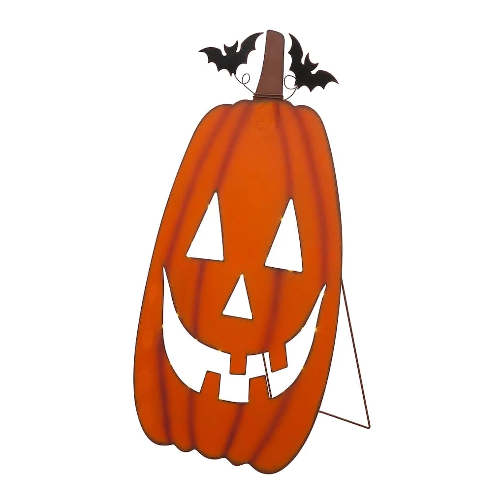 Discount π Glitzhome® 36" Lighted π Halloween Metal Cutout Pumpkin Porch Decor π 3 Discount π Glitzhome® 36" Lighted π Halloween Metal Cutout Pumpkin Porch Decor π