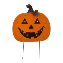 Buy π Glitzhome® 30" Orange Lighted Metal π Halloween Pumpkin Yard Stake β¨