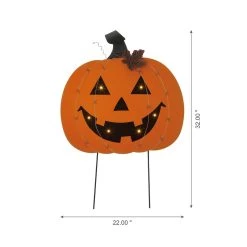 Buy 👏 Glitzhome® 30" Orange Lighted Metal 🎃 Halloween Pumpkin Yard Stake ✨ -Glitzhome Sales D403339S 3