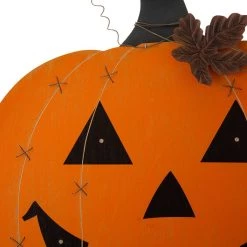 Buy 👏 Glitzhome® 30" Orange Lighted Metal 🎃 Halloween Pumpkin Yard Stake ✨ -Glitzhome Sales D403339S 7