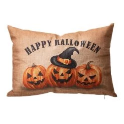 Wholesale 💯 Glitzhome® Faux Burlap Happy 🎃 Halloween Pumpkin Pillow ✔️