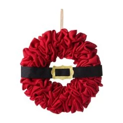 Best deal ❤️ Glitzhome® 18" ❄ Christmas Red Belt Fabric Wreath 🎉
