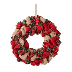 Buy 🥰 Glitzhome® 17.25" 🎄 Christmas Multicolor Fabric Wreath 🥰