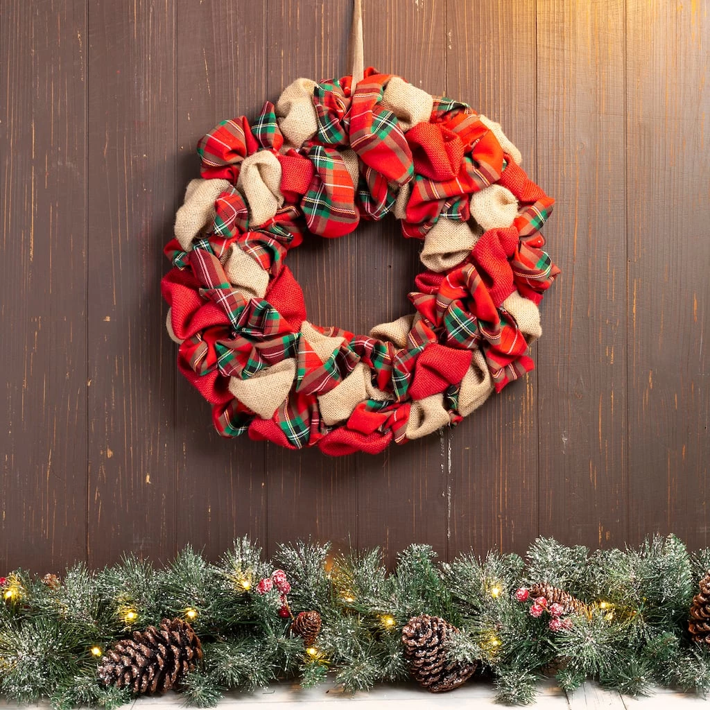 Buy π₯° Glitzhome® 17.25" π Christmas Multicolor Fabric Wreath π₯° 4 Buy π₯° Glitzhome® 17.25" π Christmas Multicolor Fabric Wreath π₯° - Image 2