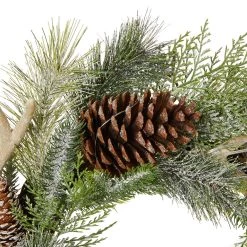 Cheap 🌟 Glitzhome® 24" Pre-Lit Flocked Pinecone & Antler Wreath 👍 -Glitzhome Sales D444201S 5