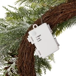 Cheap 🌟 Glitzhome® 24" Pre-Lit Flocked Pinecone & Antler Wreath 👍 -Glitzhome Sales D444201S 8