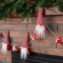 Top 10 😉 Glitzhome® 6ft. Red & White Fabric 🎁 Christmas Gnome Garland Set 🥰 -Glitzhome Sales D445244S 4