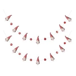 New 🎁 Glitzhome® 6ft. Red & White Fabric 🎄 Christmas Gnome Garland, 2ct. 👏