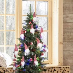 New 🎁 Glitzhome® 6ft. Red & White Fabric 🎄 Christmas Gnome Garland, 2ct. 👏 -Glitzhome Sales D445245S 3