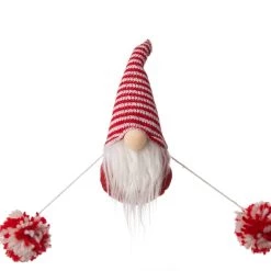 New 🎁 Glitzhome® 6ft. Red & White Fabric 🎄 Christmas Gnome Garland, 2ct. 👏 -Glitzhome Sales D445245S 5