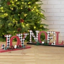 Cheap 😍 Glitzhome® ❄ Christmas Plaid Joy & Noel Table Décor Set 👍 -Glitzhome Sales D479426S 2