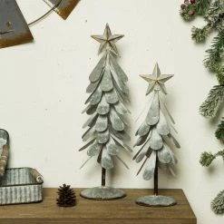 Cheapest ✨ Glitzhome® Galvanized Metal 🎄 Christmas Tree Table Décor Set 🎁 -Glitzhome Sales D479432S 3