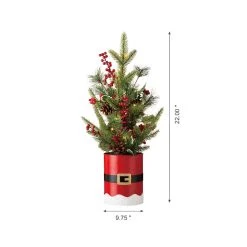 Outlet 😍 Glitzhome® 22" LED Santa Belt Potted Tree Table Décor 👍 -Glitzhome Sales D479438S 4