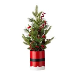 Outlet 😍 Glitzhome® 22" LED Santa Belt Potted Tree Table Décor 👍 -Glitzhome Sales D479438S 6