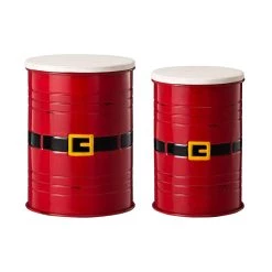 New 👍 Glitzhome® ❄ Christmas Metal Santa Belt Storage Container Set 🌟