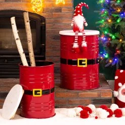 New 👍 Glitzhome® ❄ Christmas Metal Santa Belt Storage Container Set 🌟 -Glitzhome Sales D479442S 3