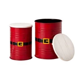 New 👍 Glitzhome® ❄ Christmas Metal Santa Belt Storage Container Set 🌟 -Glitzhome Sales D479442S 5