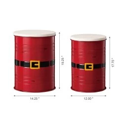 New 👍 Glitzhome® ❄ Christmas Metal Santa Belt Storage Container Set 🌟 -Glitzhome Sales D479442S 7
