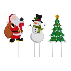 Brand new β Glitzhome® 2ft. Metal Santa, Snowman & Tree Yard Stake Set π