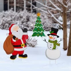 Brand new β Glitzhome® 2ft. Metal Santa, Snowman & Tree Yard Stake Set π 12 Brand new β Glitzhome® 2ft. Metal Santa, Snowman & Tree Yard Stake Set π -Glitzhome Sales D479452S 3