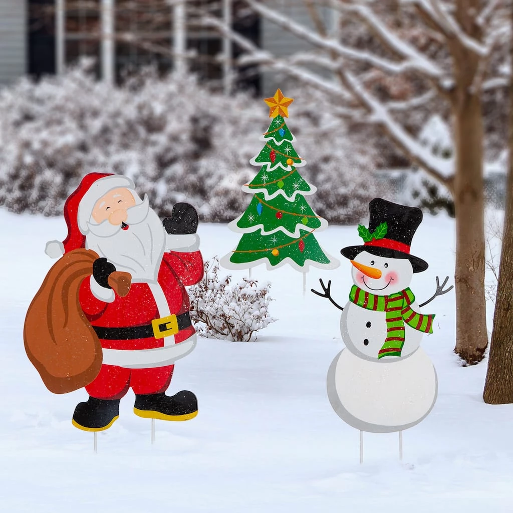 Brand new β Glitzhome® 2ft. Metal Santa, Snowman & Tree Yard Stake Set π 5 Brand new β Glitzhome® 2ft. Metal Santa, Snowman & Tree Yard Stake Set π - Image 3