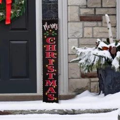 Cheapest 🛒 Glitzhome® 3.5ft. Lighted LED Black 🎄 Christmas Porch Sign 🎁 -Glitzhome Sales D479465S 3