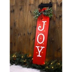 Hot Sale 🔔 Glitzhome® 40" Lighted Wooden Sleigh JOY Porch Sign 🥰 -Glitzhome Sales D479468S 3