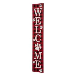 Coupon 🥰 Glitzhome® 42" Plaid Pet "WELCOME" Wooden Porch Sign 🤩 -Glitzhome Sales D479477S 4