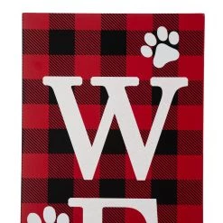Coupon 🥰 Glitzhome® 42" Plaid Pet "WELCOME" Wooden Porch Sign 🤩 -Glitzhome Sales D479477S 7
