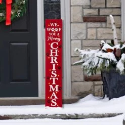 Outlet 🥰 Glitzhome® 42" Pet "CHRISTMAS" Lighted Wooden Porch Sign 👏 -Glitzhome Sales D479479S 3