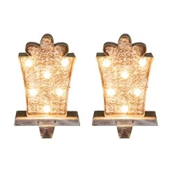 Top 10 π Glitzhome® 8" Marquee LED Gift Box Wooden & Metal Stocking Holder Set π