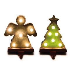 Discount ✨ Glitzhome® 7" Marquee LED Angel & Tree Stocking Holder Set ✨