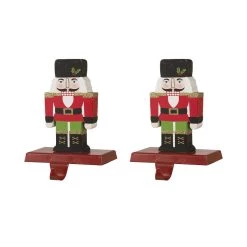 Top 10 😍 Glitzhome® 7" Nutcracker Wooden & Metal Stocking Holder Set 🎁