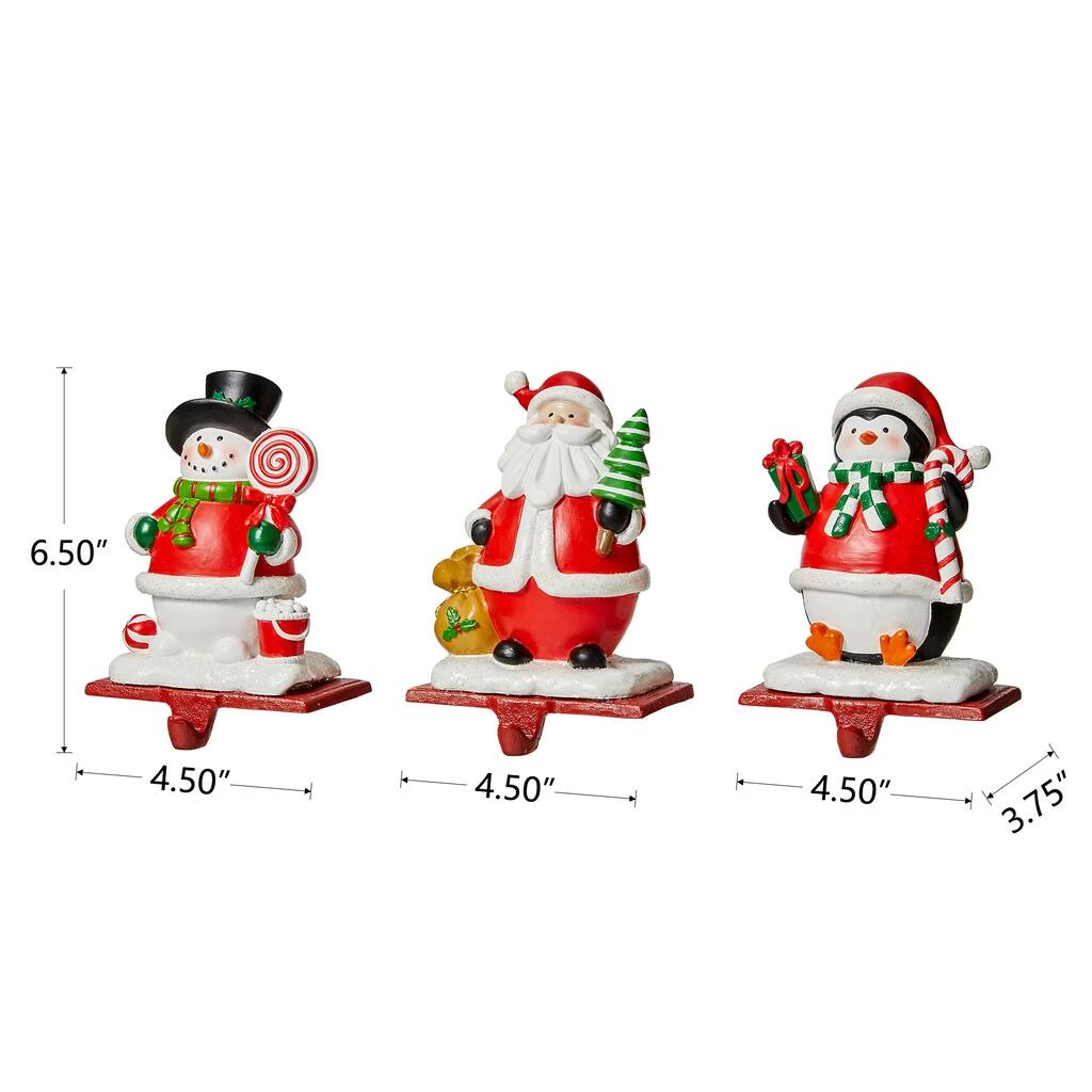 Outlet ✔️ Glitzhome® 7" Santa, Snowman & Penguin Stocking Holder Set ⭐ 7 Outlet ✔️ Glitzhome® 7" Santa, Snowman & Penguin Stocking Holder Set ⭐ - Image 5