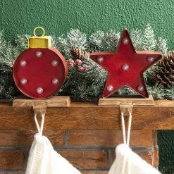 New 🤩 Glitzhome® Marquee LED Star & Ornament Stocking Holder Set ❤️ -Glitzhome Sales D479510S 3