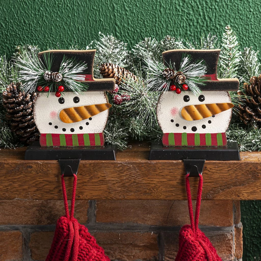 Outlet ✔️ Glitzhome® Snowman Face Stocking Holder Set ✨ 4 Outlet ✔️ Glitzhome® Snowman Face Stocking Holder Set ✨ - Image 2