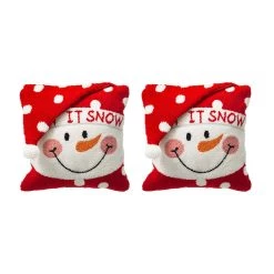 Wholesale 👏 Glitzhome® Hooked 3D Snowman Throw Pillow Set ❤️