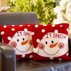 Wholesale 👏 Glitzhome® Hooked 3D Snowman Throw Pillow Set ❤️ -Glitzhome Sales D479530S 3