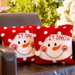 Outlet 💯 Glitzhome® Hooked 3D Snowman Pillow Set ❤️ -Glitzhome Sales D479531S 3