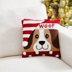 Outlet 😉 Glitzhome® Hooked 3D Woof Throw Pillow ✔️ -Glitzhome Sales D479537S 3