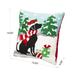 Hot Sale ✔️ Glitzhome® Hooked 🎁 Christmas 🦮 Dog Throw Pillow 💯 -Glitzhome Sales D479541S 4