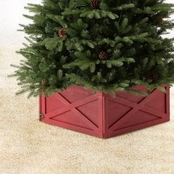 Discount π― Glitzhome® 26" Red Wooden Tree Collar π 11 Discount π― Glitzhome® 26" Red Wooden Tree Collar π -Glitzhome Sales D479546S 2