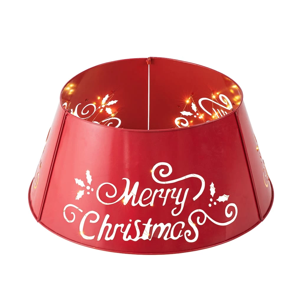 Hot Sale π Glitzhome® Red 26" LED Merry β Christmas Cutout Metal Tree Collar π 3 Hot Sale π Glitzhome® Red 26" LED Merry β Christmas Cutout Metal Tree Collar π