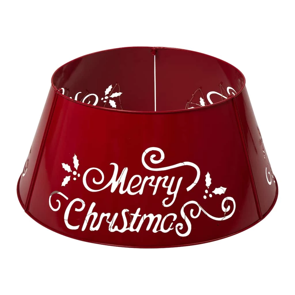 Hot Sale π Glitzhome® Red 26" LED Merry β Christmas Cutout Metal Tree Collar π 5 Hot Sale π Glitzhome® Red 26" LED Merry β Christmas Cutout Metal Tree Collar π - Image 3