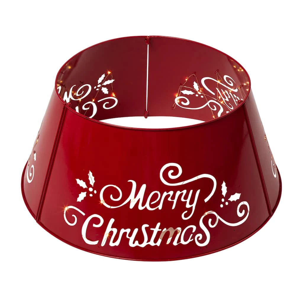 Hot Sale π Glitzhome® Red 26" LED Merry β Christmas Cutout Metal Tree Collar π 6 Hot Sale π Glitzhome® Red 26" LED Merry β Christmas Cutout Metal Tree Collar π - Image 4