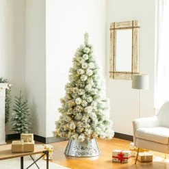 Best Pirce 🎉 Glitzhome® Silver 22" LED Merry 🎄 Christmas Cutout Metal Tree Collar ✨ -Glitzhome Sales D479559S 5